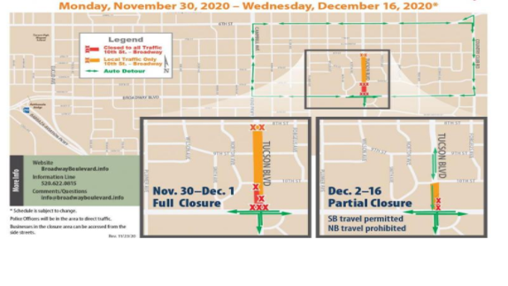 Traffic Alert: Planned closure of Tucson Boulevard near Broadway Monday | Local