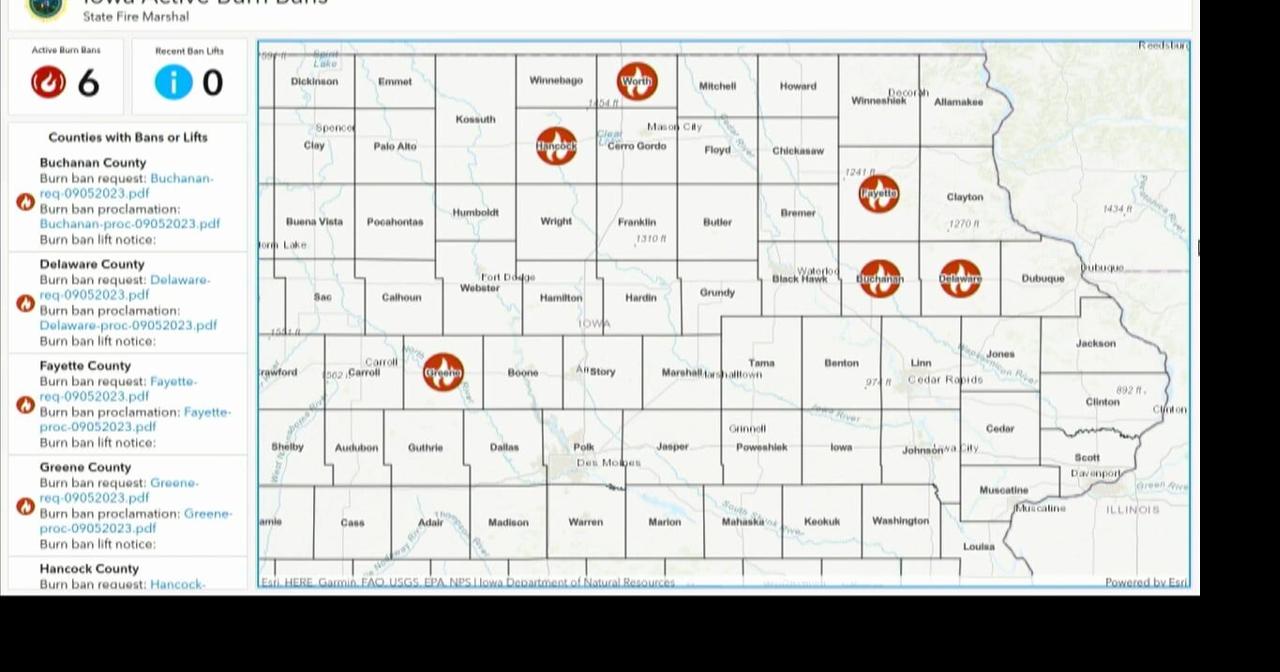 6 active burn bans listed in Iowa News