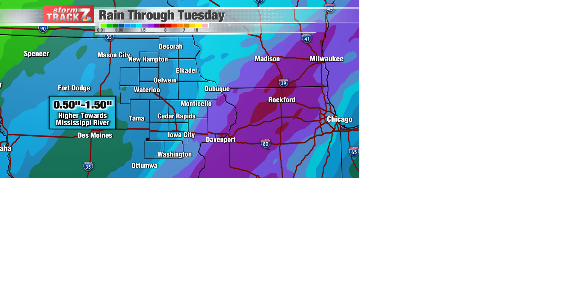 TRACKING: Scattered rain chances through Tuesday | Forecast | kwwl.com