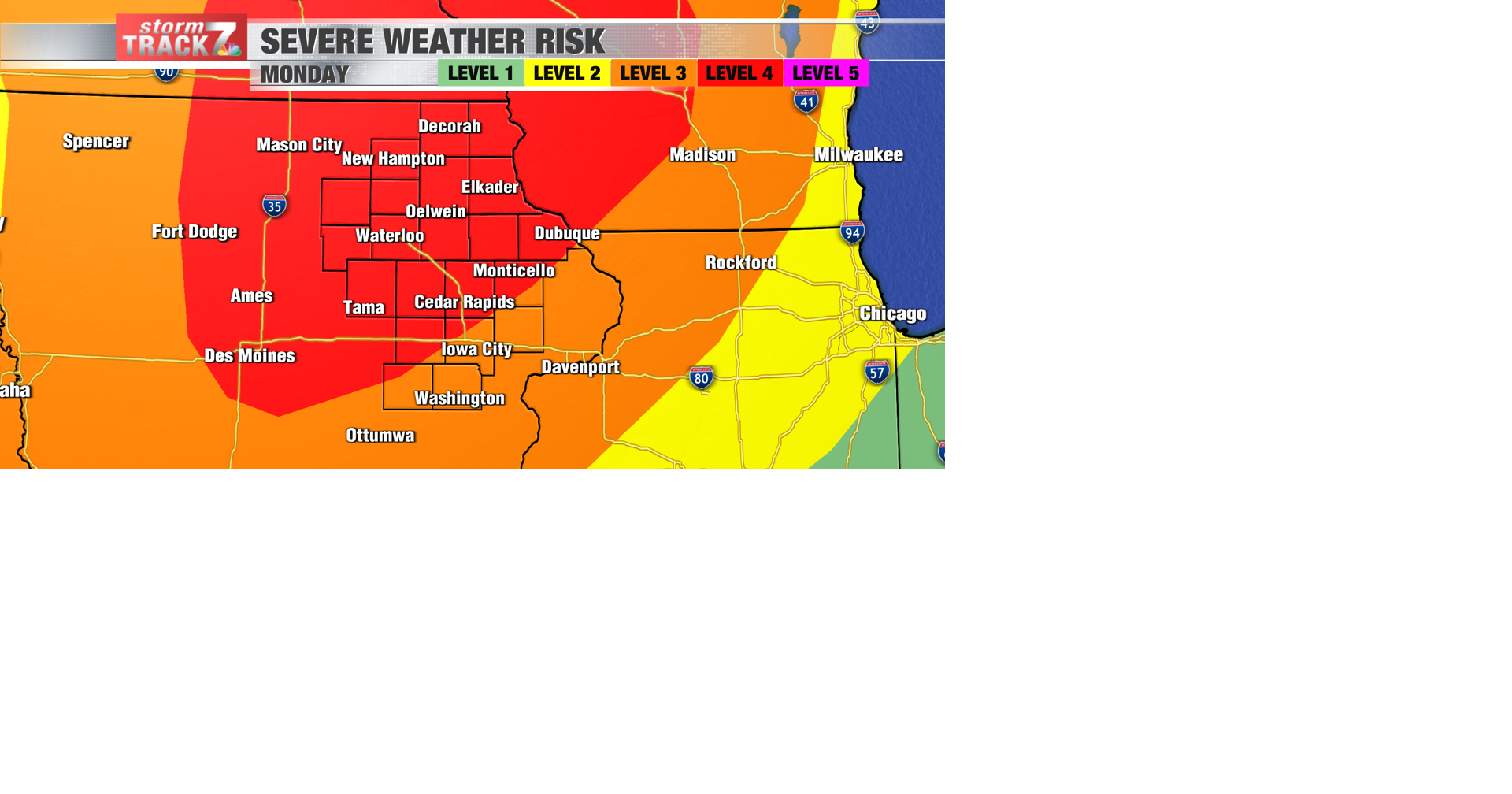 TRACKING: Chance of strong to severe storms Monday | Forecast | kwwl.com