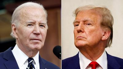 Biden and Trump in near-even split in presidential race, poll finds