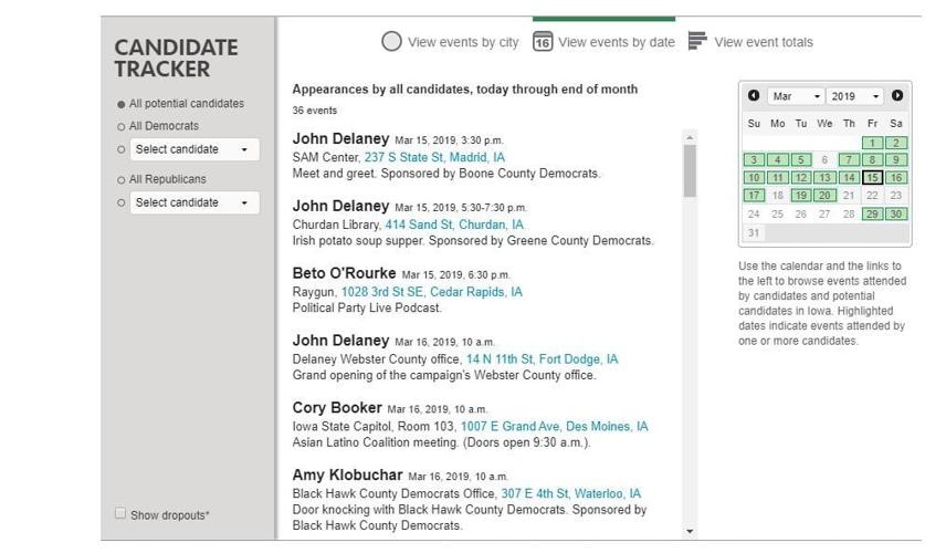 CANDIDATE TRACKER: Presidential candidates’ stops in Iowa this month ...