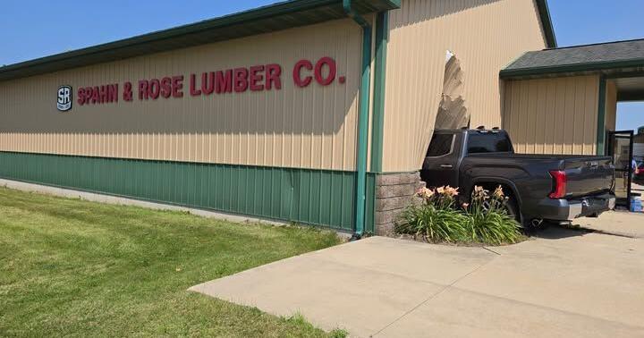 Truck crashes into building in Independence on Friday