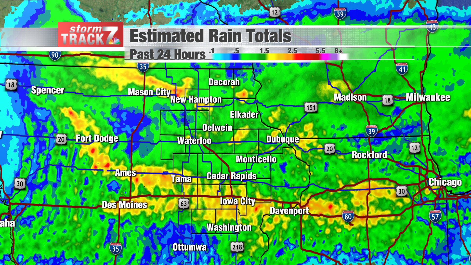 rain totals for iowa yesterday