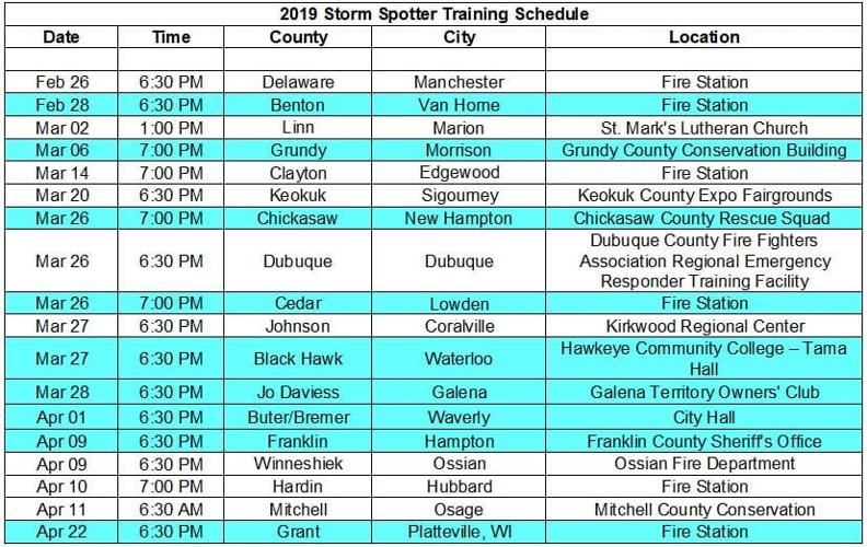 Storm Spotter Training Schedule | Schnack's Weather Blog | kwwl.com