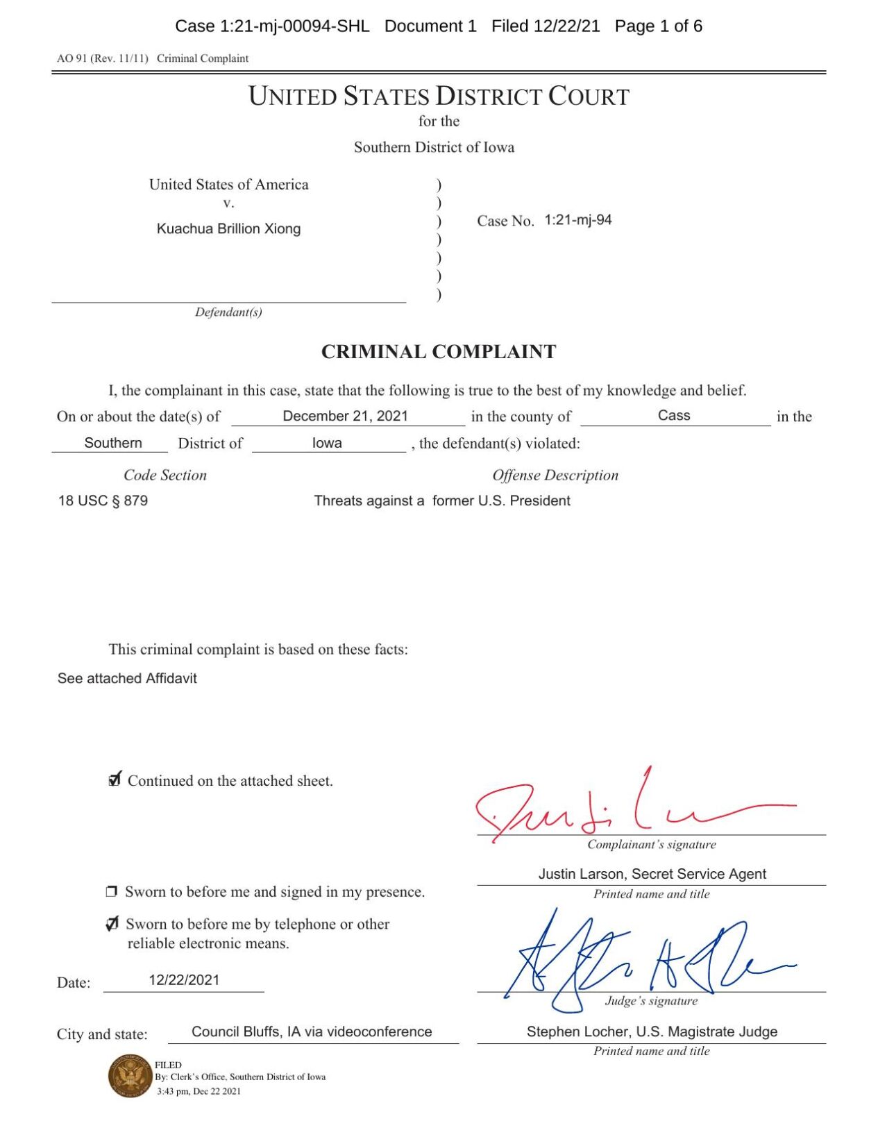 Court filing California man, arrested in Iowa en route to D.C. to