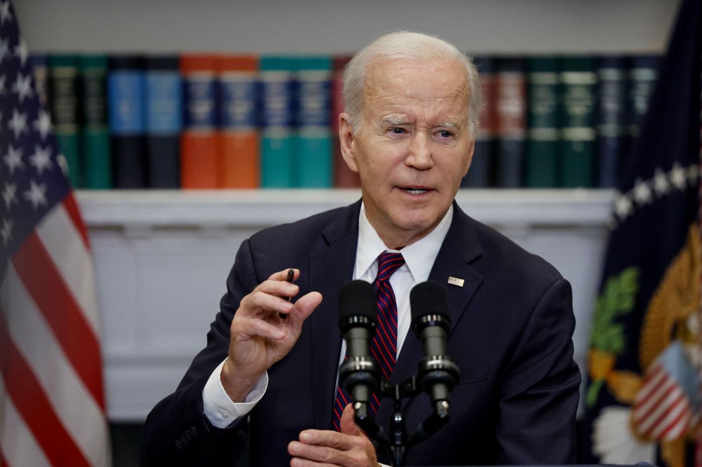 A toilet in the press conference with biden on Craiyon