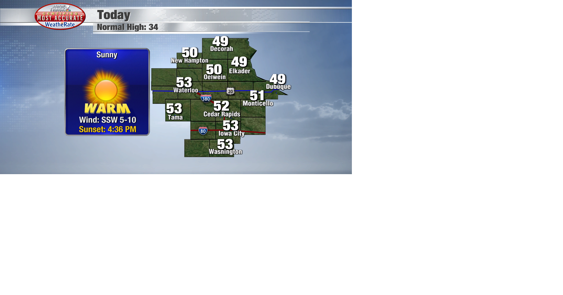 TRACKING: Beautiful today; rain likely Saturday | Forecast | kwwl.com