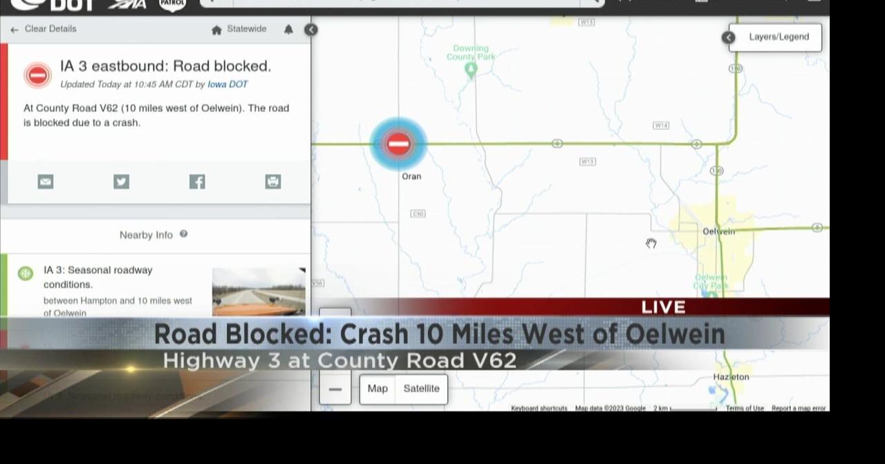 TRAFFIC ALERT: Crash on Highway 3 between Fayette and Bremer County
