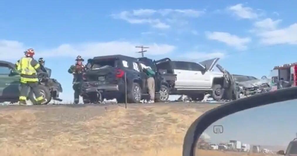 Two people life-flighted from five-car crash in Grant County