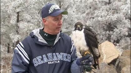 Taima the Hawk visits the Seahawks' new Valley Pro Shop