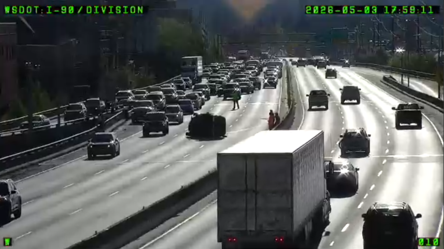 TRAFFIC ALERT: Flipped car blocks right two lanes on I-90 eastbound ...