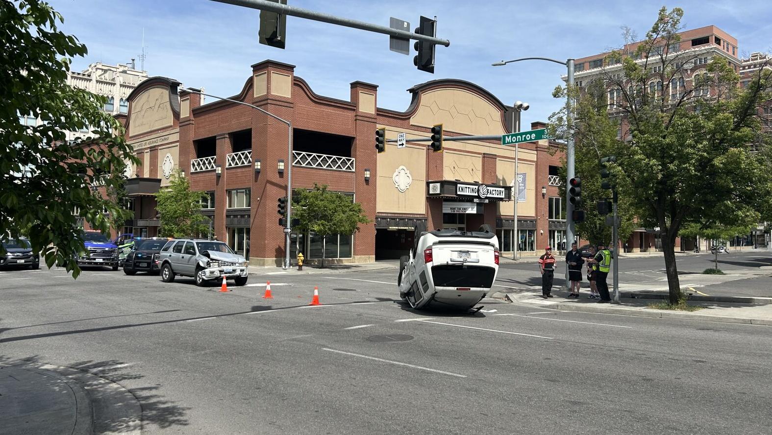 TRAFFIC ALERT: Flipped car blocks eastbound First Avenue at Monroe; no ...