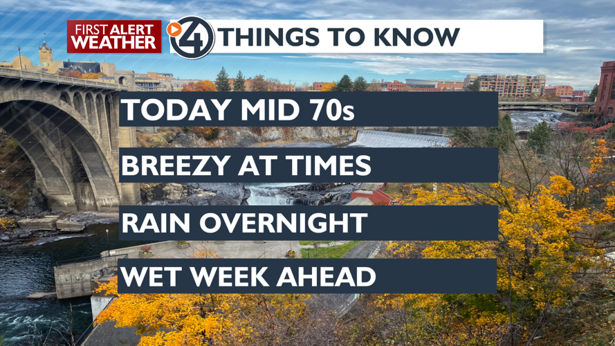 Monday will see cloudy and breezy conditions, the rain moves in tonight ...