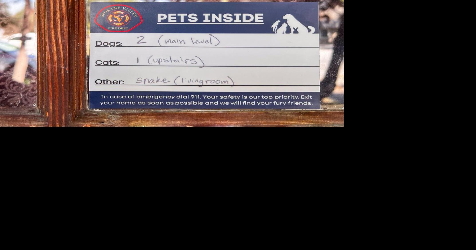 Keep your furry friends safe in an emergency with free stickers from Spokane Valley Fire Department
