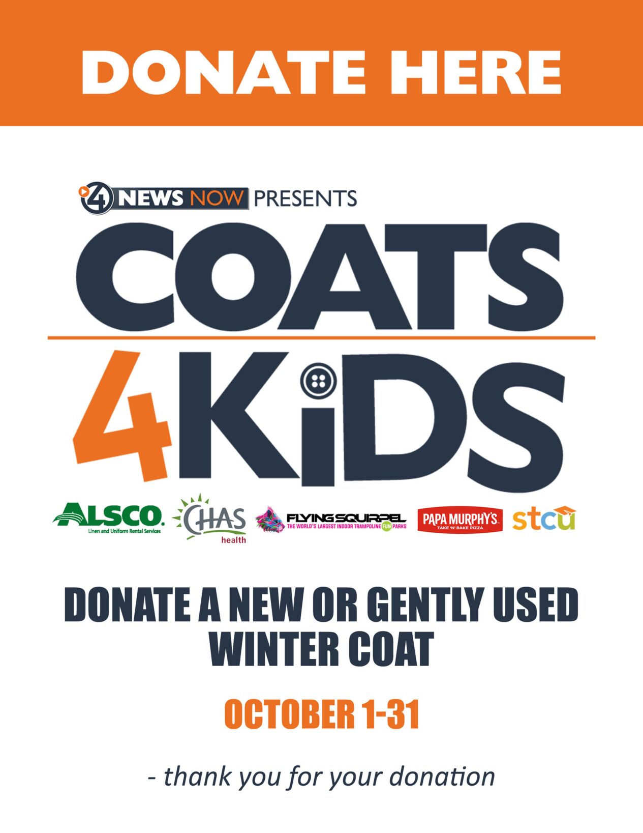 Printable Coats 4 Kids Flyer | Coats 4 Kids | kxly.com