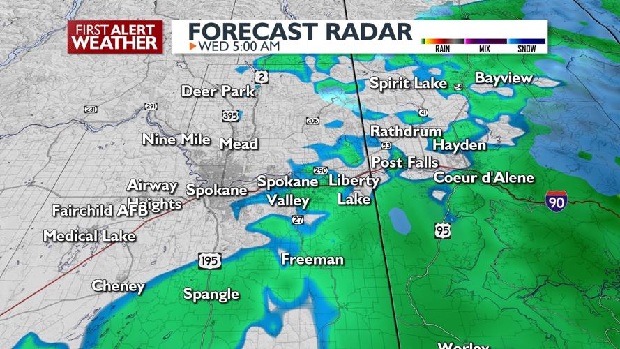 🌧Wet roads overnight: light rain will move into the Spokane and Coeur d ...