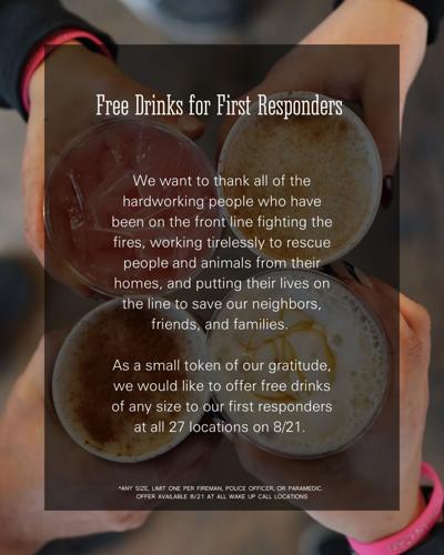 Wake Up Call Coffee offering free drinks to first responders due to  wildfires, News