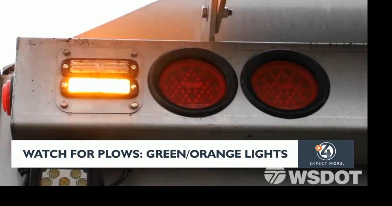 Watch for plows with green and orange lights Video
