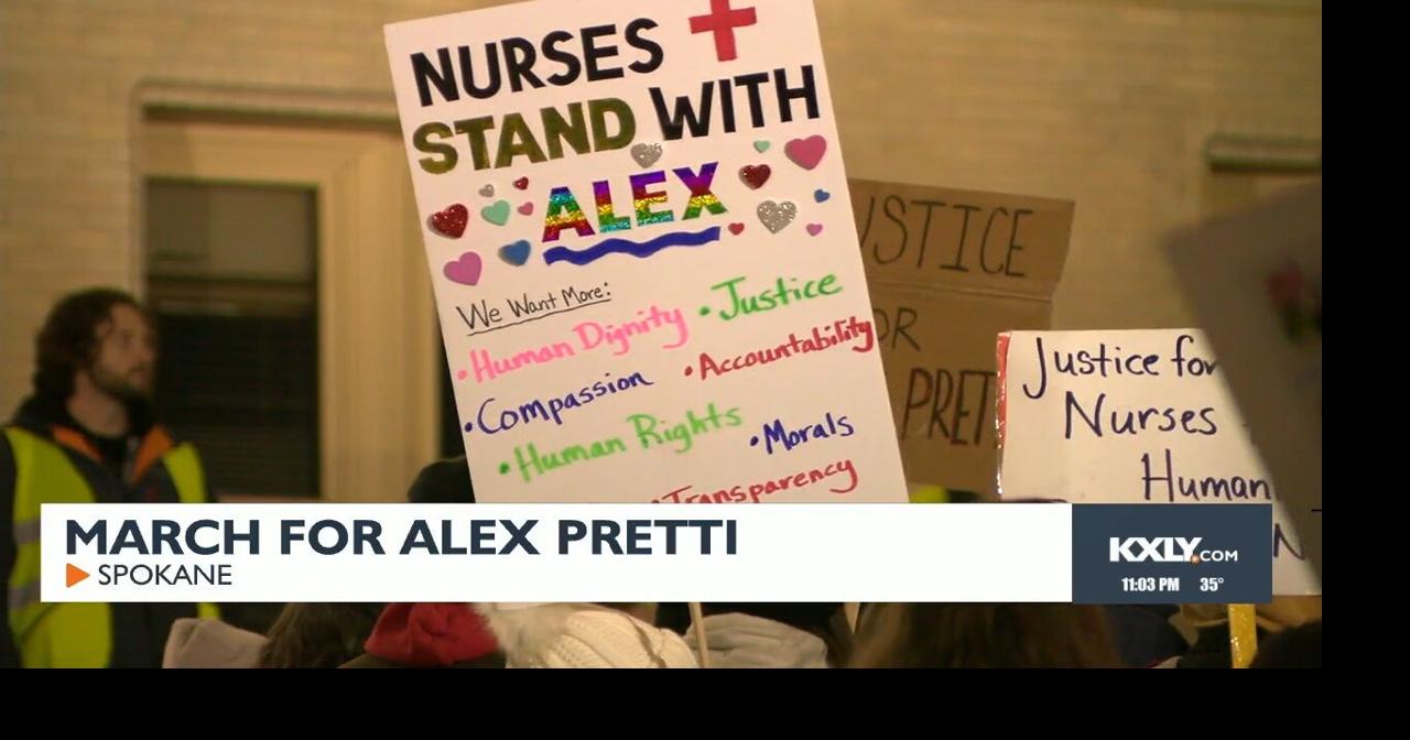 Healthcare workers march in Spokane to honor Alex Pretti