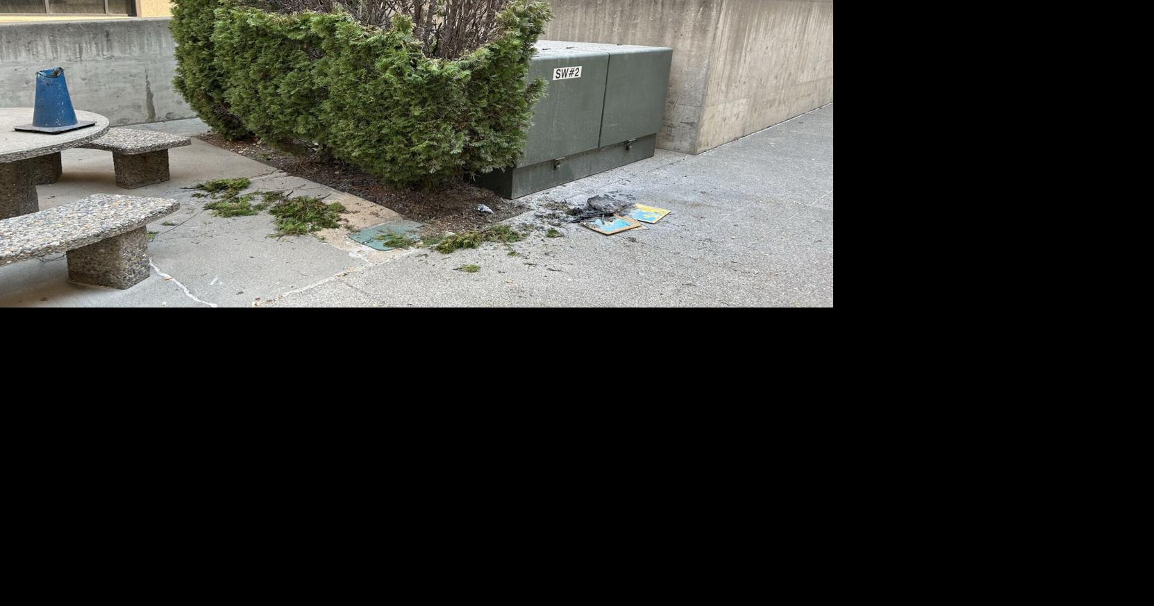 Multiple small fires lit outside Spokane Public Safety building