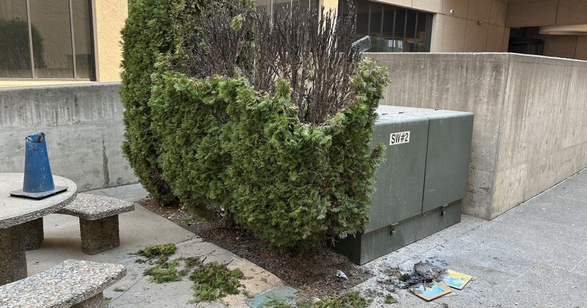 Multiple small fires lit outside Spokane Public Safety building