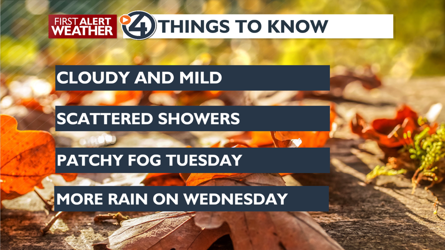 A few light showers and clouds then some fog Tuesday morning - Mark ...