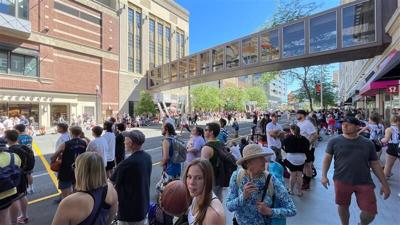 People gathered for Hoopfest