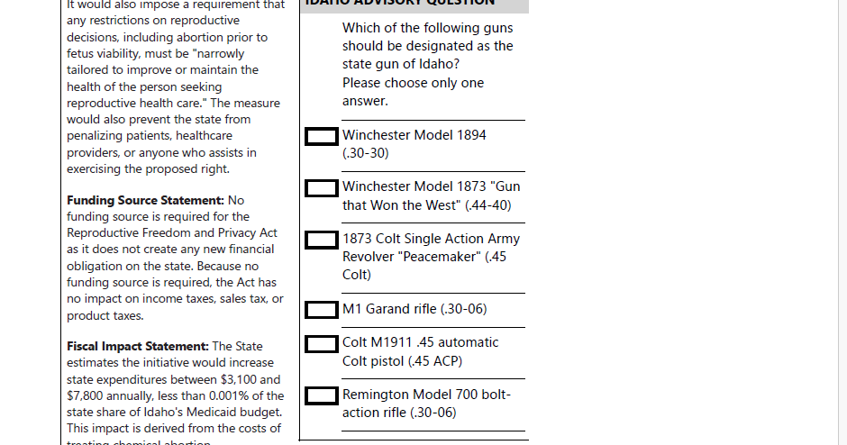 'What should be the state gun?' Idaho voters asked to decide in November