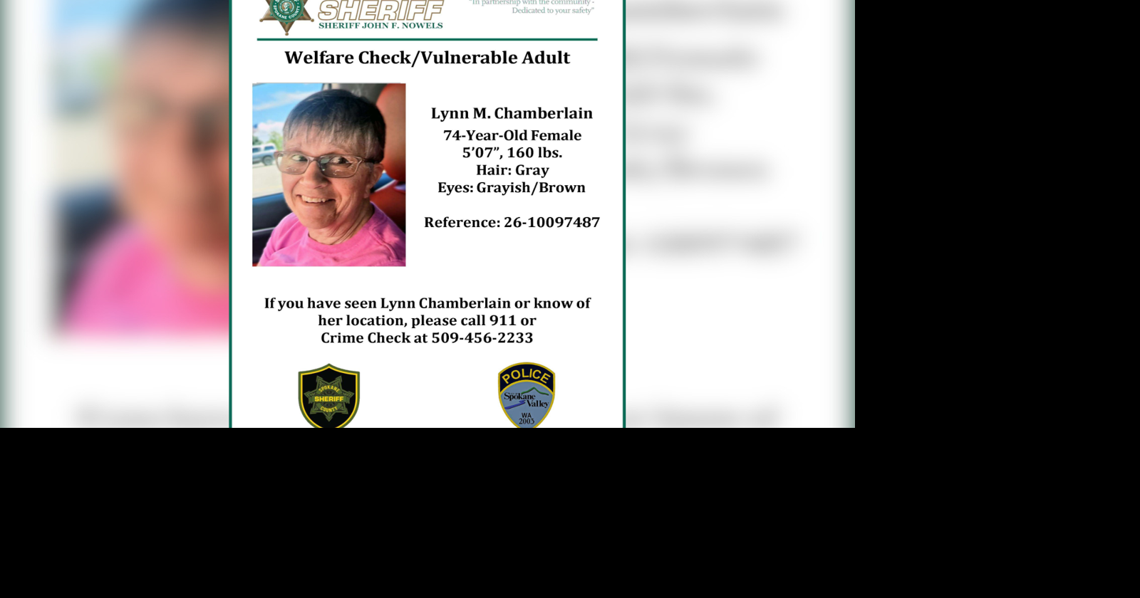 Spokane County Sheriff's Office looking for missing 74-year-old woman with Alzheimer's last seen near Deer Park