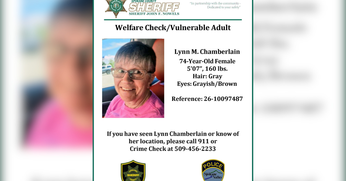 Spokane County Sheriff's Office looking for missing 74-year-old woman with Alzheimer's last seen near Deer Park