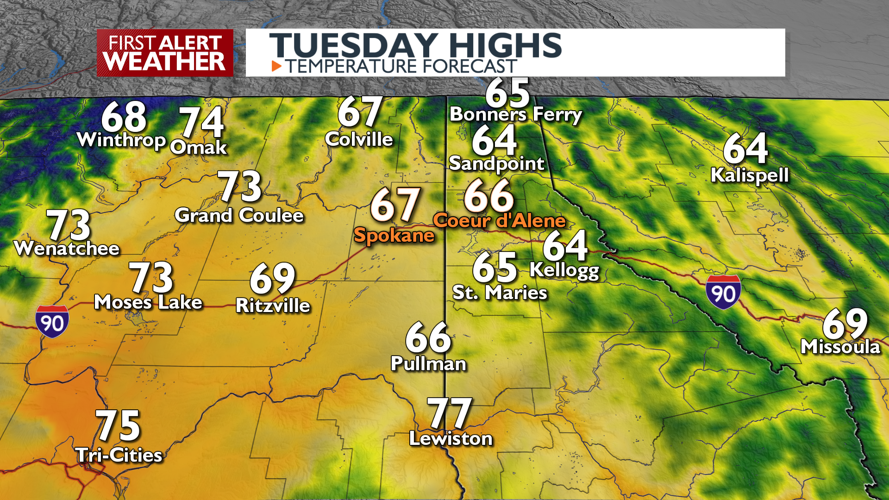 Cooler with Clouds and Less Wind for Tuesday | Weather | kxly.com