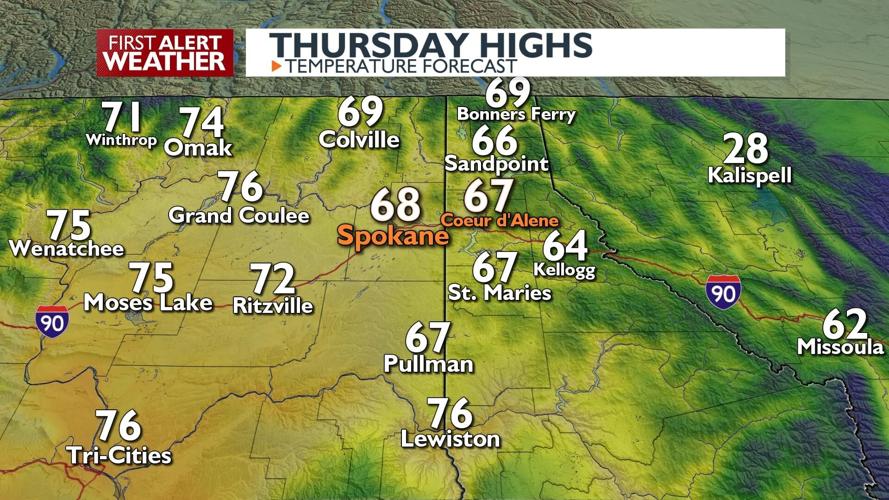 Temperatures in the upper 60s and lower 70s for Thursday with even ...