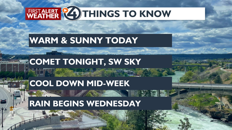 Sunny and warm to start and then cold wet weather moves in, details ...
