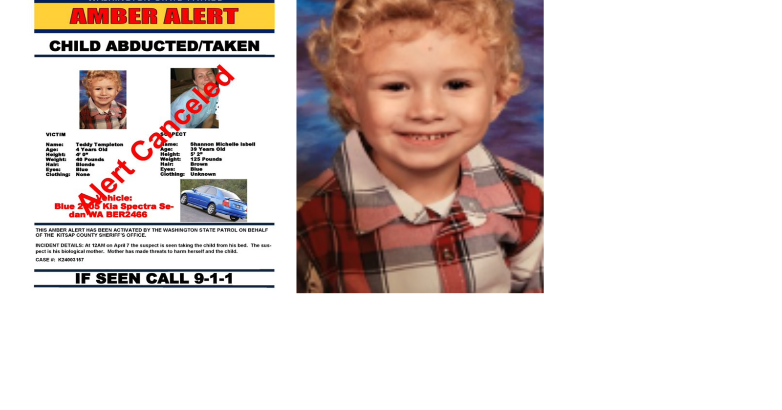 AMBER alert canceled for Bremerton 4-year-old | | kxly.com