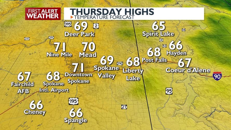 Temperatures in the upper 60s and lower 70s for Thursday with even ...