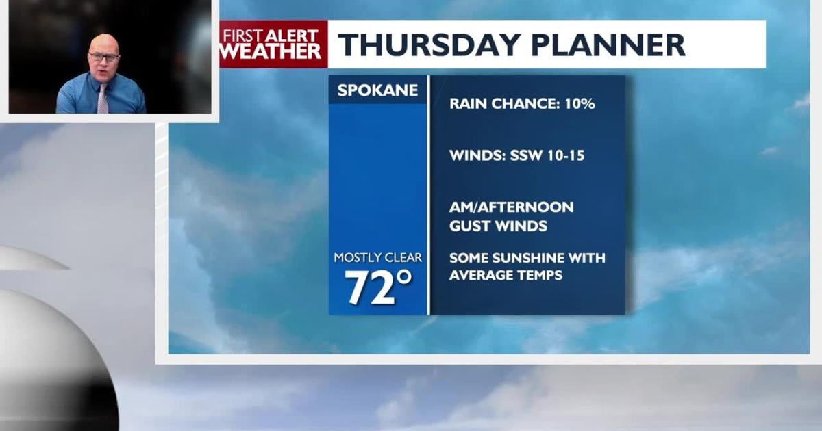 A mostly sunny and somewhat breezy Thursday is in store of the Inland NW