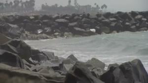 CA: BIG WAVES AND HIGH TIDES ERODES BEACH