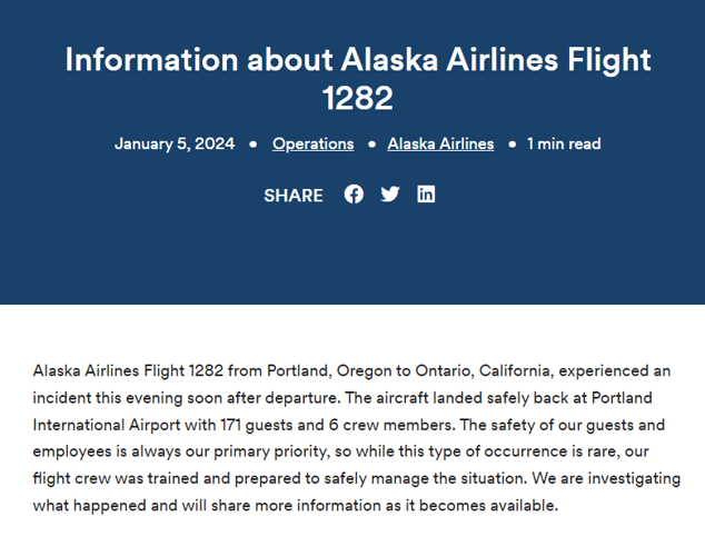 Alaska Airlines Flight forced to land after door detaches in midair