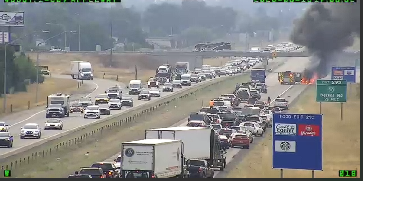 TRAFFIC ALERT: Vehicle on fire near Liberty Lake exit on I-90
