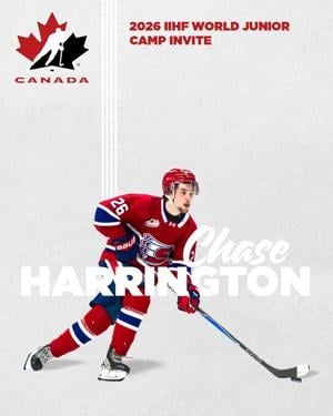 Chiefs' Harrington named to Canada's roster for 2026 World Juniors Summer Showcase