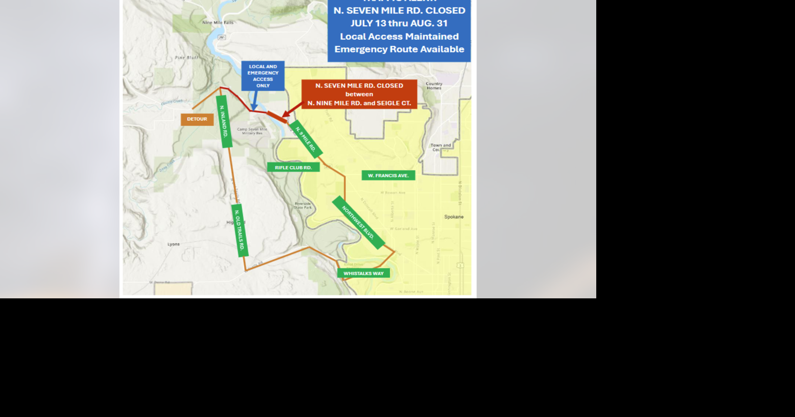 Seven Mile Road closed through August 31st