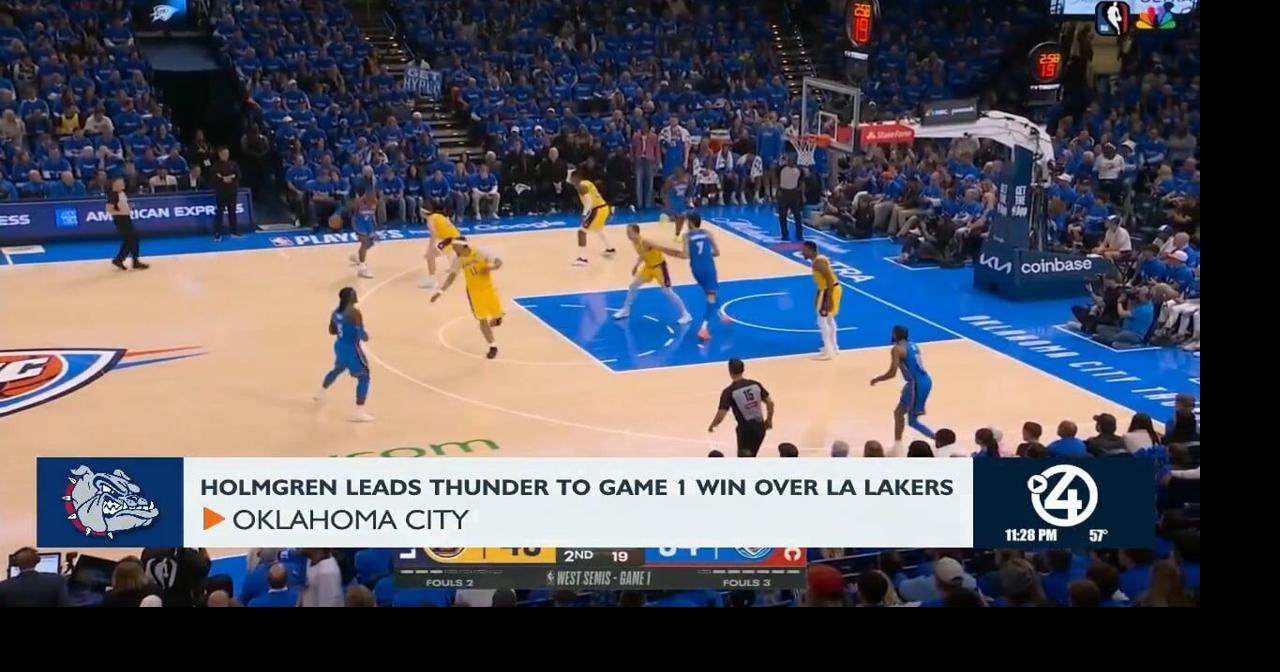 Holmgren leads Thunder to Game 1 win over LA Lakers | Video | kxly.com