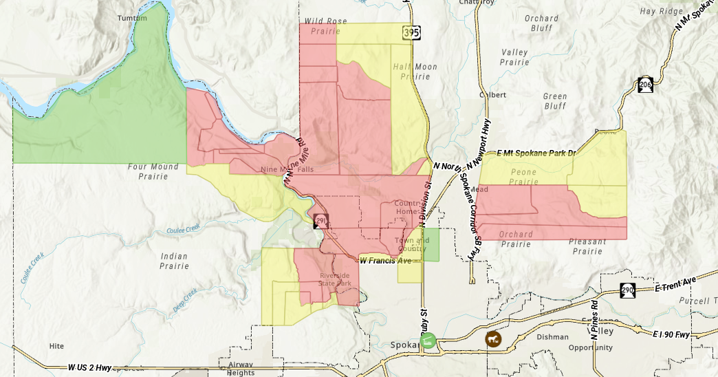 Some evacuation orders downgraded west of Riverside State Park for Old Trails Fire