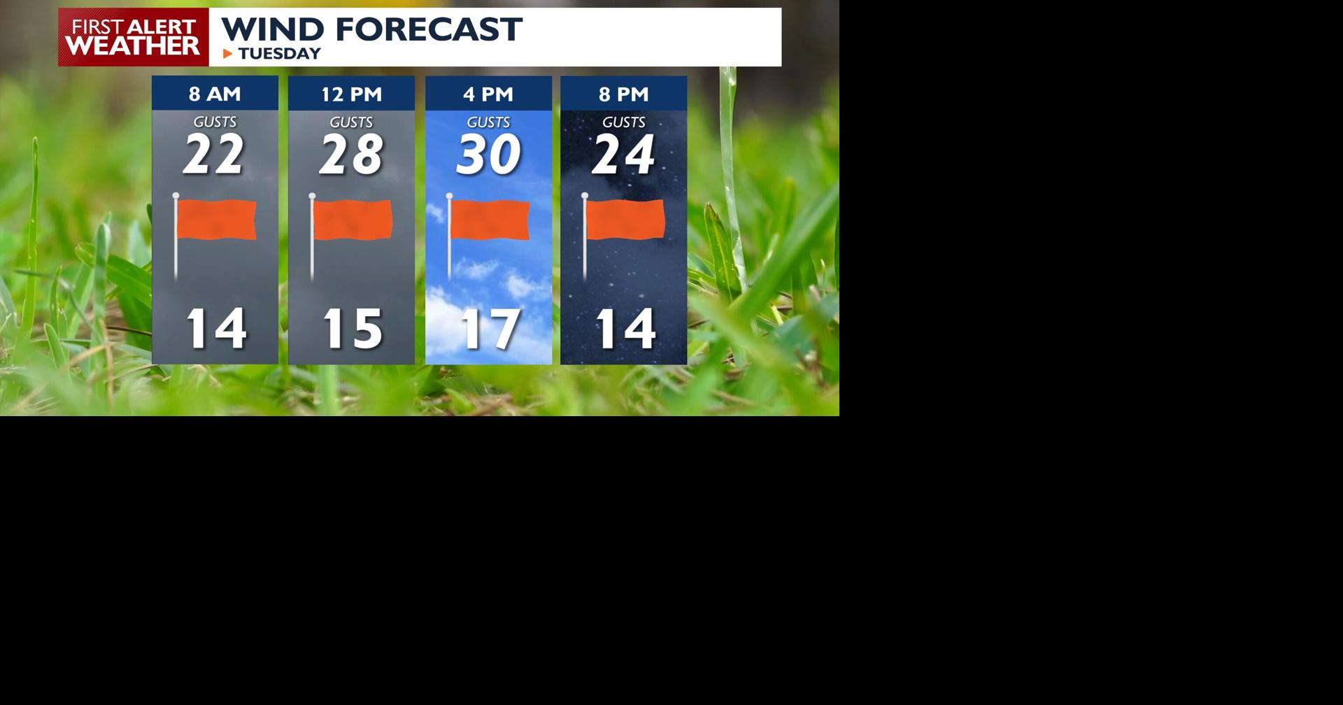 🍃Clouds and gusty winds Tuesday before a warming trend - Kris