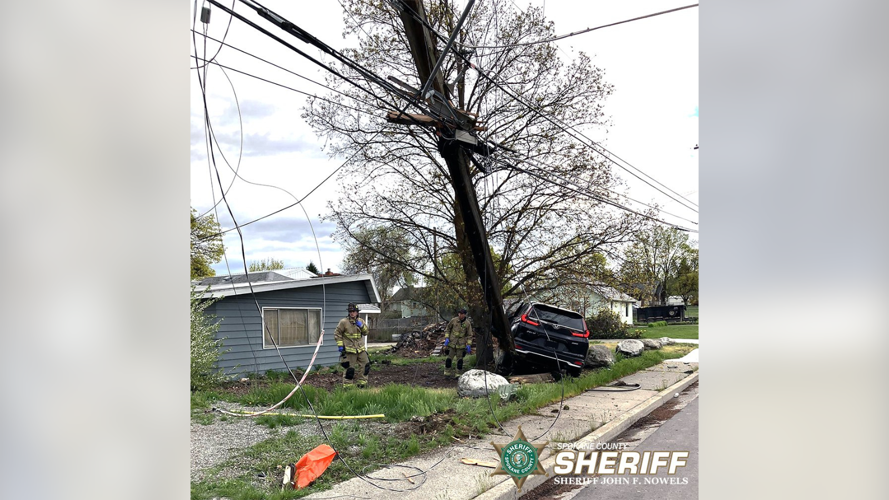 Suspected impaired driver crashes into power pole | Top Stories | kxly.com