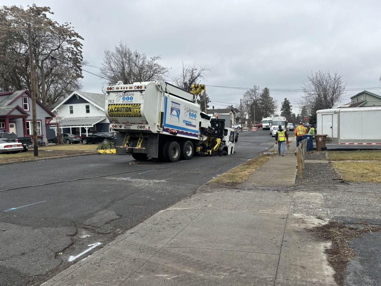 Spokane Garbage Truck Falls Into Sinkhole Near South Perry News spokane-garbage-truck-falls-into-sinkhole-near-south-perry-news