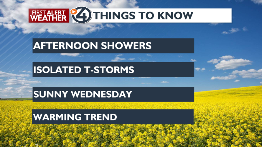 Afternoon showers and scattered thunderstorms then sunny and warmer ...