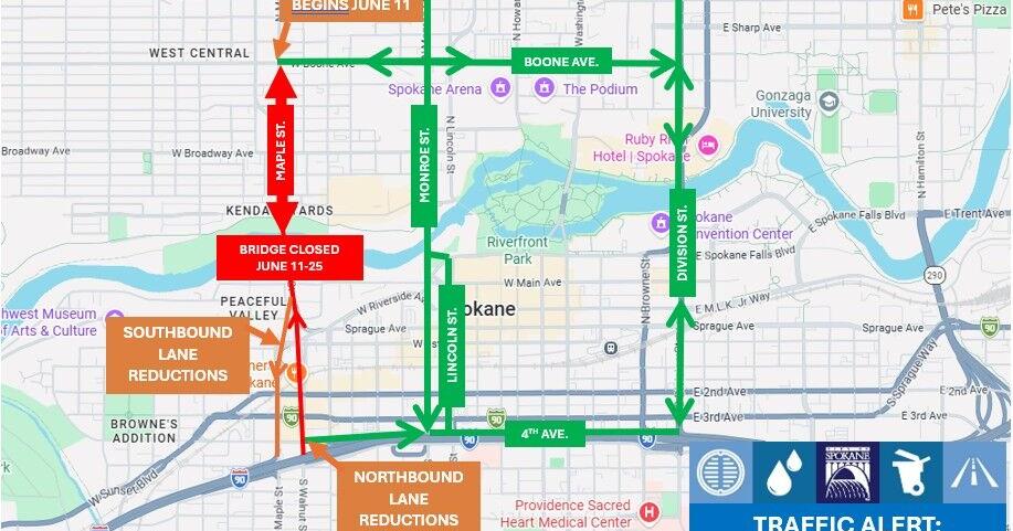 Major traffic disruptions coming next week to Spokane