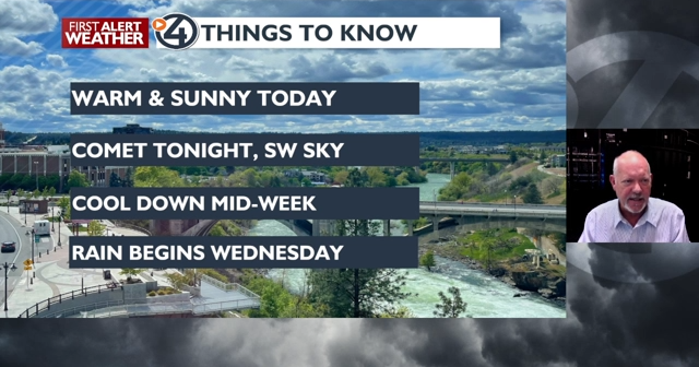 Sunny and warm to start and then cold wet weather moves in, details ...